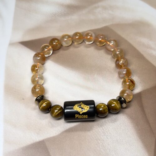 IMG_0913 Pisces Zodiac Bracelet 7.5 Inch | Citrine + Tiger Eye