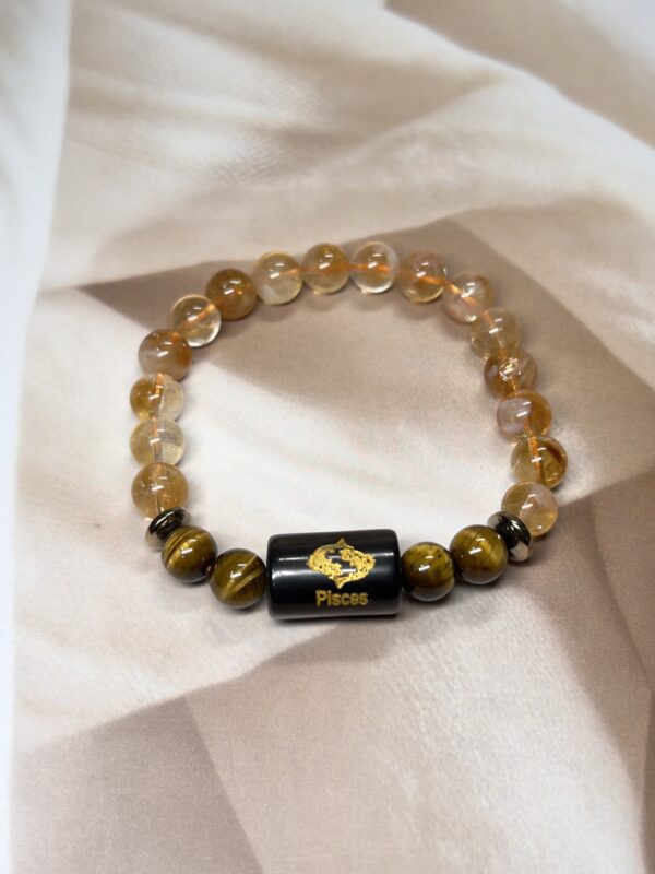 IMG_0913 Pisces Zodiac Bracelet 7.5 Inch | Citrine + Tiger Eye