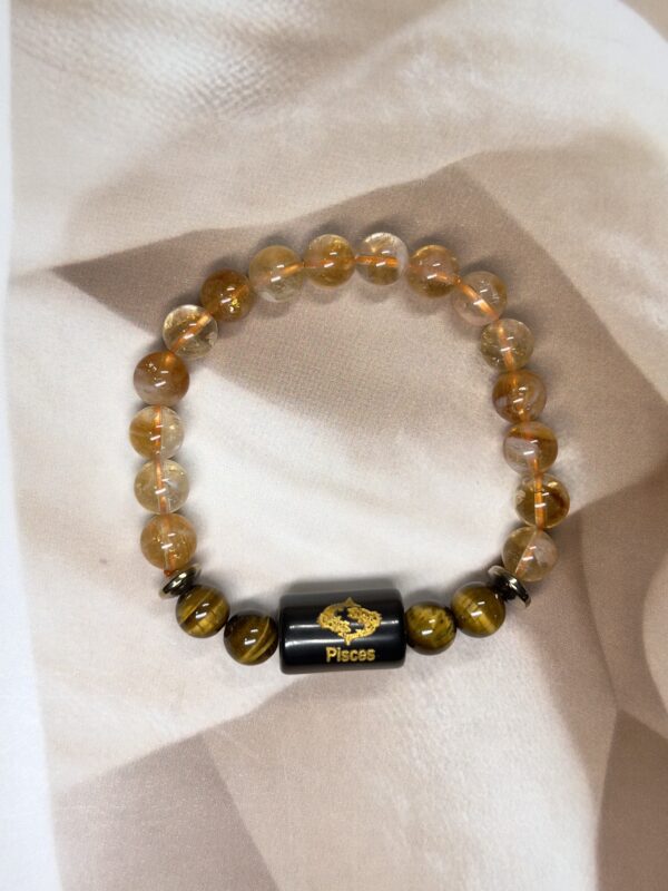 IMG_0914 Pisces Zodiac Bracelet 7.5 Inch | Citrine + Tiger Eye
