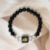 Scorpio Zodiac Bracelet 7.5 Inch | Black Obsidian + Clear Quartz