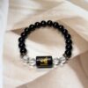 Scorpio Zodiac Bracelet 7 Inch | Black Obsidian + Clear Quartz