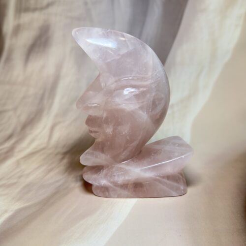Rose Quartz Moon Carving 260 GM