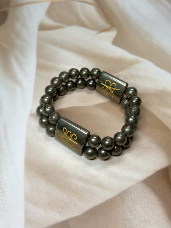 Pyrite Double Band + Zibu Charms Bracelet | 7 Inch | 8MM