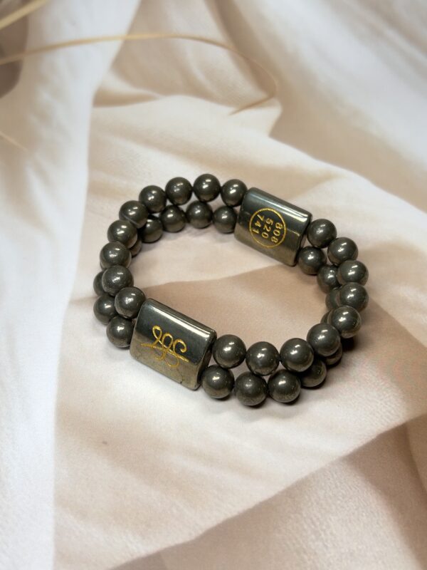 Pyrite Double Band + Zibu Charms Bracelet | 7.5 Inch | 8MM