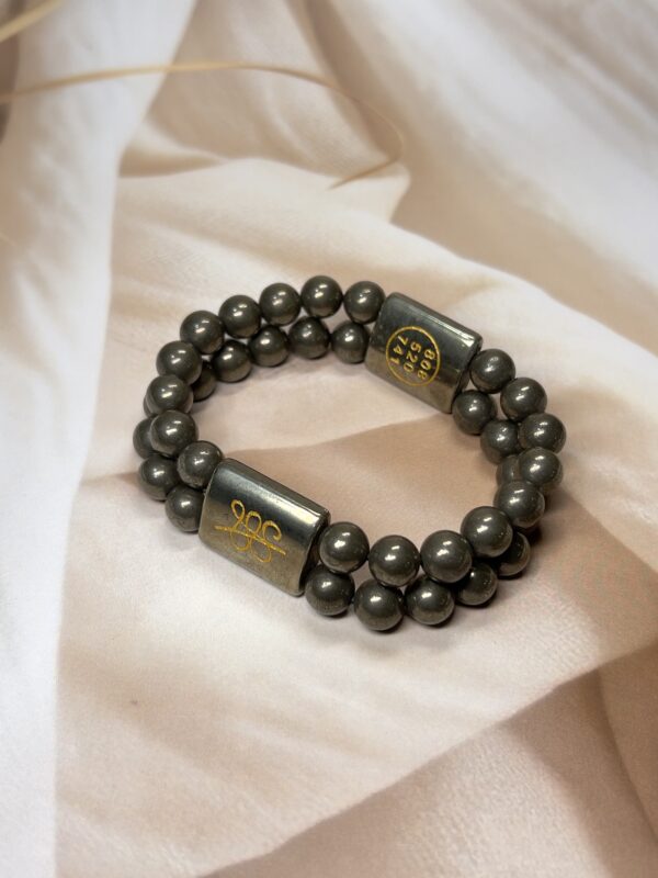 Pyrite Double Band + Zibu Charms Bracelet | 7.5 Inch | 8MM
