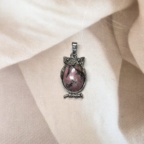 Rhodonite Owl Pendant