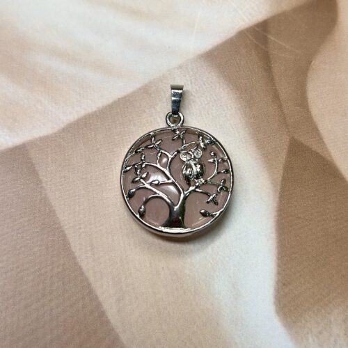 Rose Quartz Tree Of Life Pendant