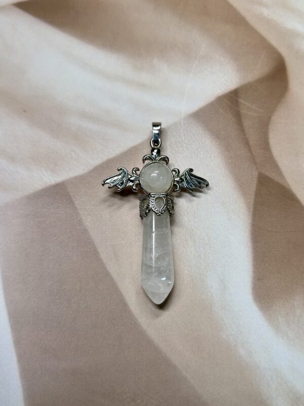 IMG_1331 Clear Quartz Celestial Wing Pendant | German Silver