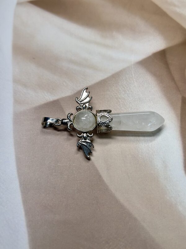 IMG_1332 Clear Quartz Celestial Wing Pendant | German Silver