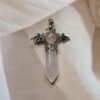 Rose Quartz Celestial Wing Pendant | German Silver