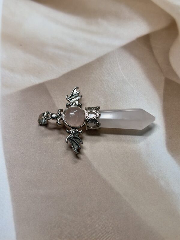 Rose Quartz Celestial Wing Pendant | German Silver