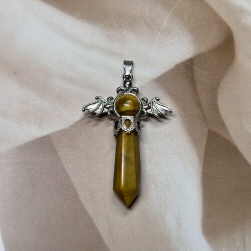 IMG_1338 Tiger Eye Celestial Wing Pendant | German Silver