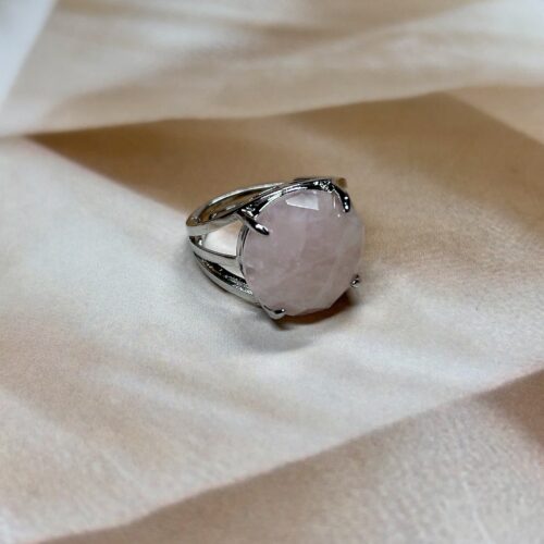 Rose Quartz Round Ring | German Silver