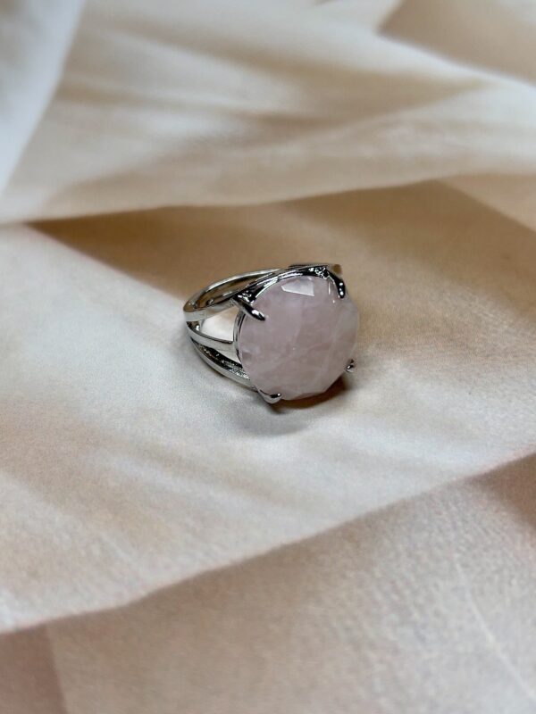 IMG_1344 Rose Quartz Round Ring | German Silver