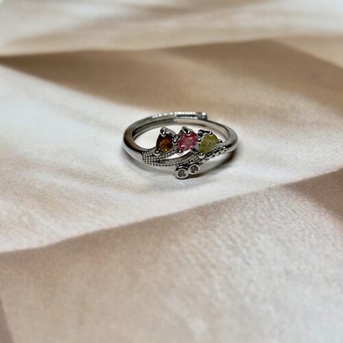 Tri Multi-Tourmaline Ring | Adjustable | German Silver