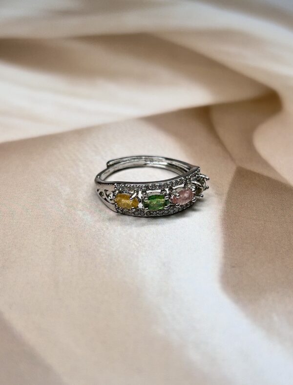 IMG_1364 Quad Multi-Tourmaline Ring | Adjustable | German Silver