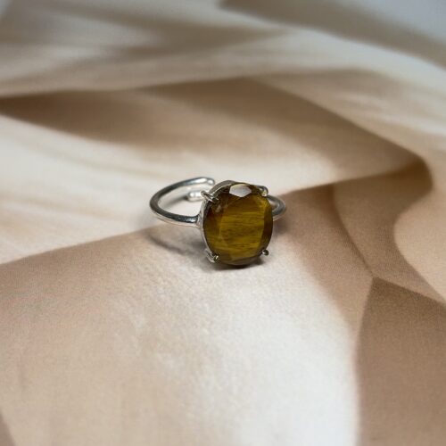 Faceted Oval Tiger Eye Ring | Adjustable | German Silver