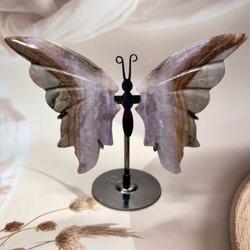 Crazy Lace Agate Butterfly Statement Piece