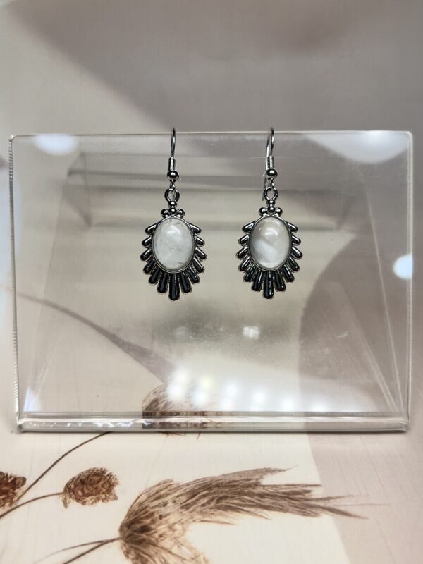 Clear Quartz Sunburst Earrings (Pair) | German Silver