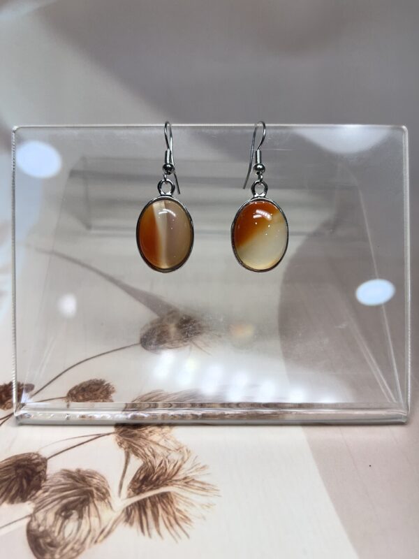 Carnelian Oval Earrings (Pair) | German Silver