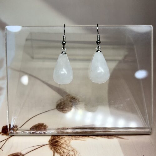 IMG_1550 Clear Quartz Teardrop Earrings (Pair) | German Silver