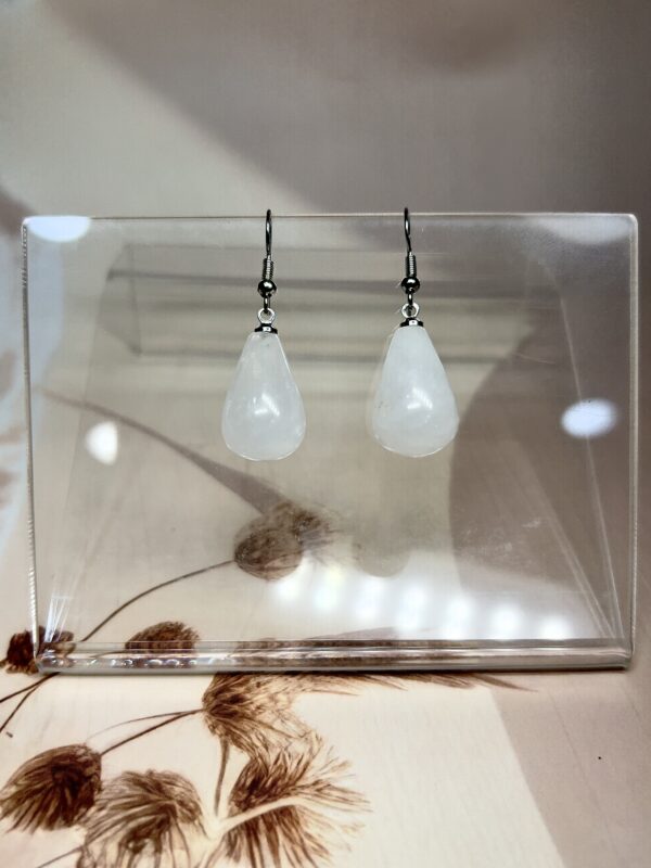 Clear Quartz Teardrop Earrings (Pair) | German Silver