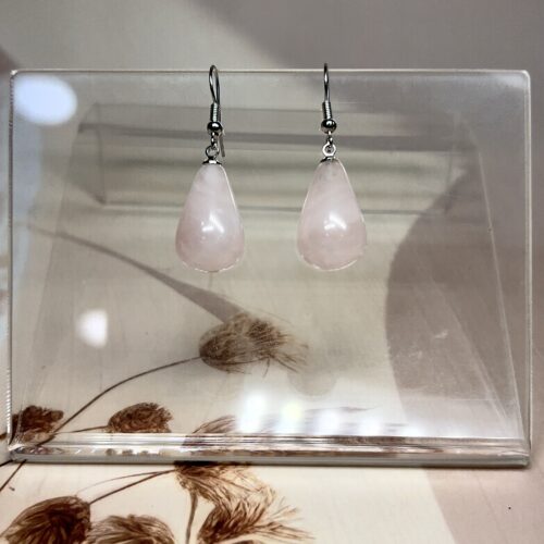 IMG_1557 Rose Quartz Teardrop Earrings (Pair) | German Silver
