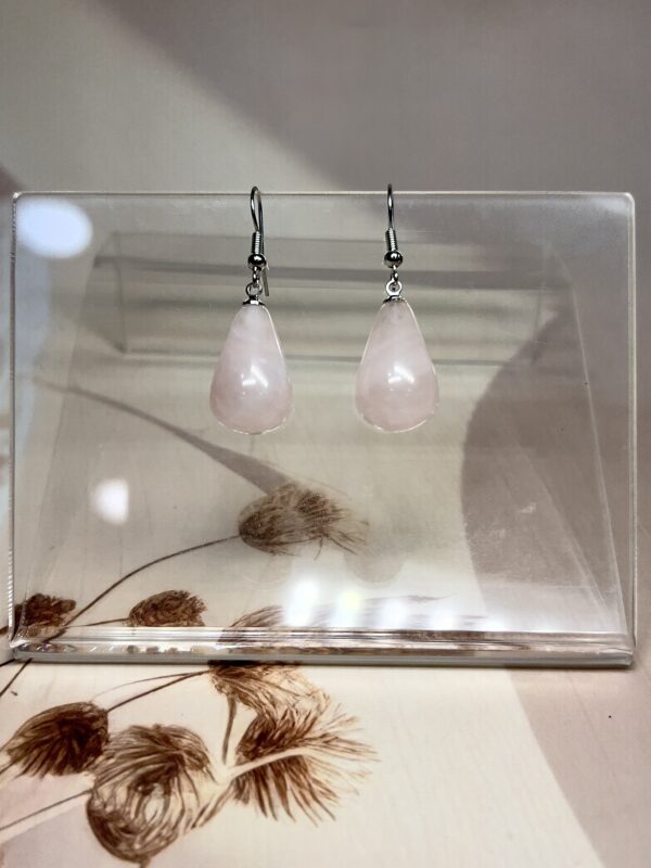 IMG_1557 Rose Quartz Teardrop Earrings (Pair) | German Silver
