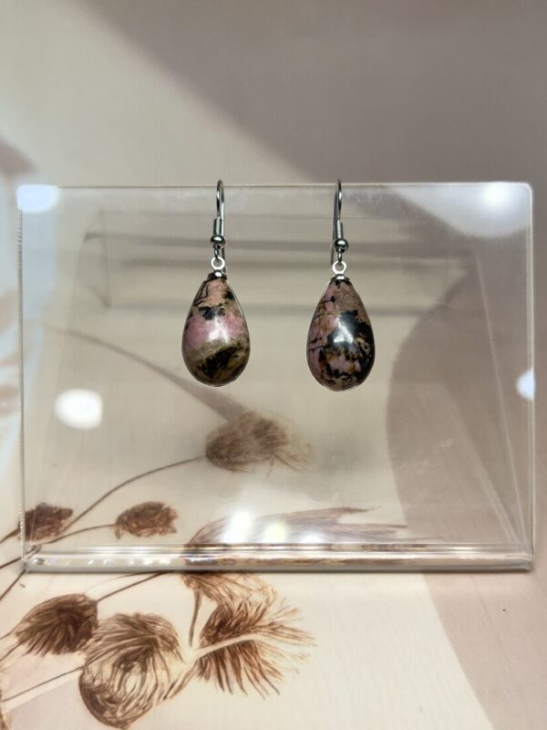 IMG_1559 Rhodonite Teardrop Earrings (Pair) | German Silver