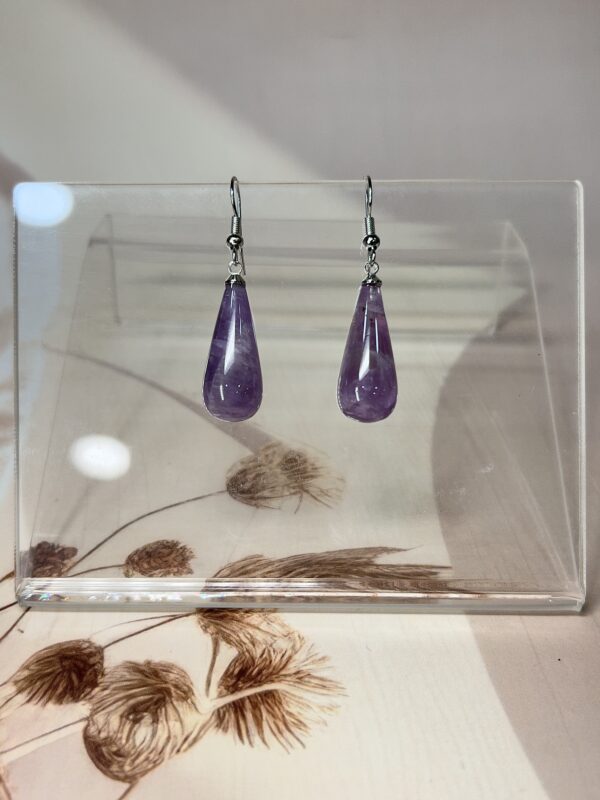 Amethyst Teardrop Earrings (Pair) | German Silver