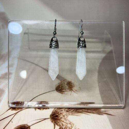 IMG_1568 Clear Quartz Crystal Point Earrings (Pair) | German Silver