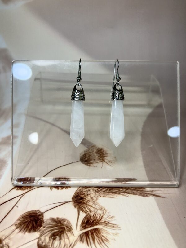 Clear Quartz Crystal Point Earrings (Pair) | German Silver