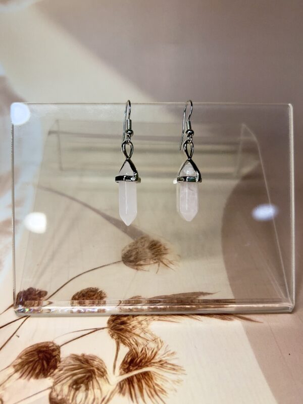 IMG_1571 Rose Quartz Crystal Point Earrings (Pair) | German Silver