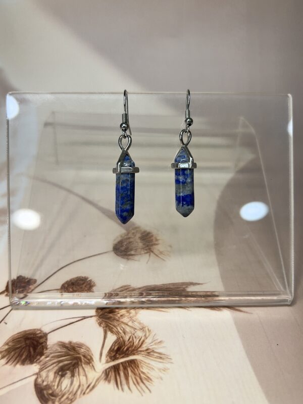 Lapis Lazuli Point Earrings (Pair) | German Silver
