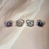 Flower Cradle Crystal Rings | 8 Natural Crystal Options | German Silver