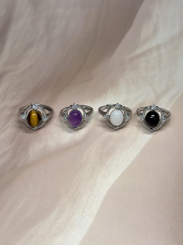 Magic Mirror Crystal Rings | 8 Natural Crystal Options | German Silver