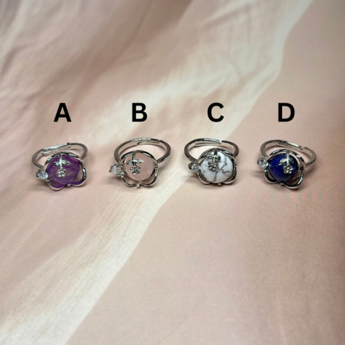 Flower Cradle Crystal Rings | 8 Natural Crystal Options | German Silver