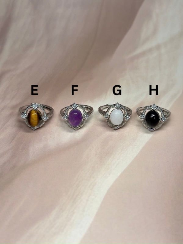 Magic Mirror Crystal Rings | 8 Natural Crystal Options | German Silver