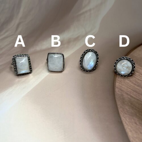Rainbow Moonstone Flashy Rings