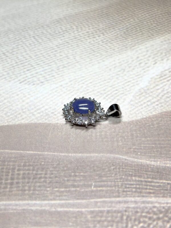 Exquisite Tanzanite Halo Pendant | German Silver
