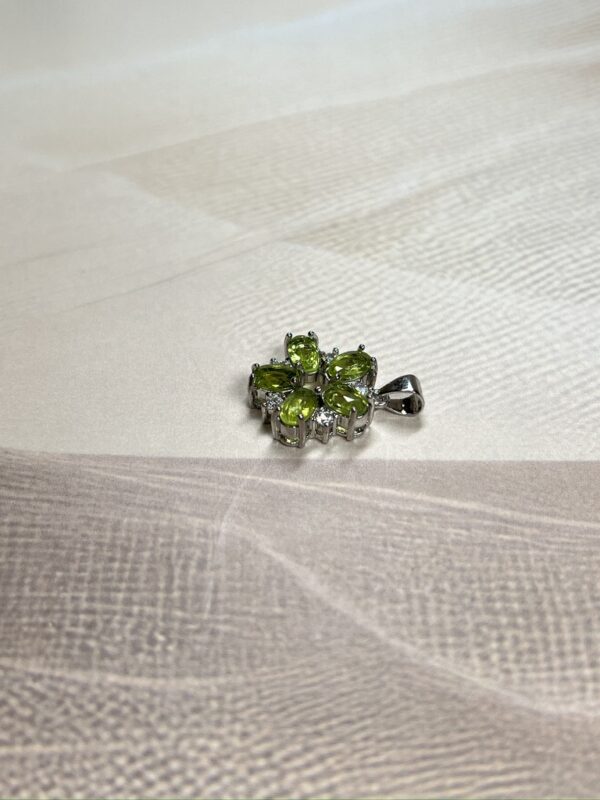 Exquisite Peridot Flower Pendant | German Silver