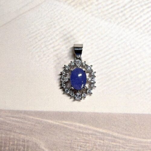 D194E46E-DBA7-47F7-9284-DBD8D3D01F1C_1_105_c Exquisite Tanzanite Halo Pendant | German Silver