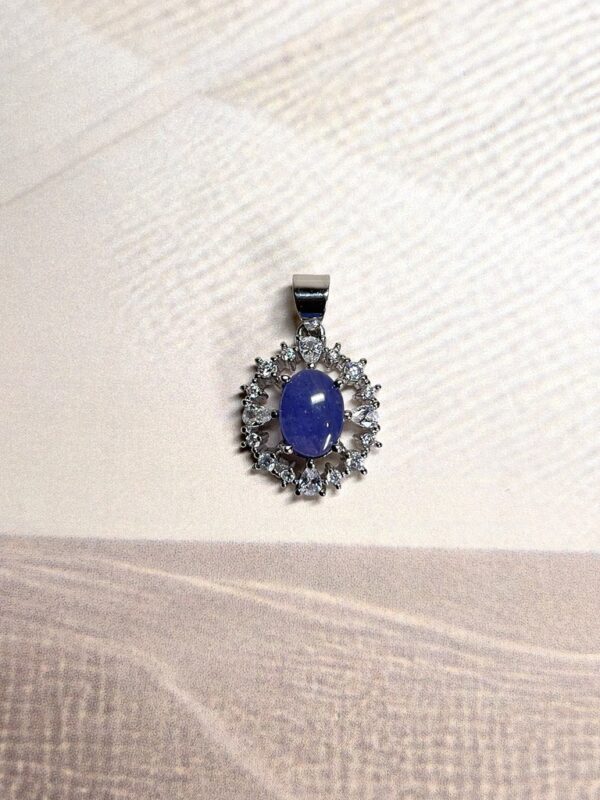 Exquisite Tanzanite Halo Pendant | German Silver