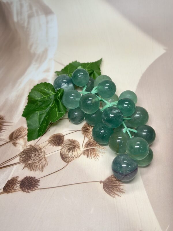 IMG_1535 Green Fluorite Crystal Grape Carving | 260 GM