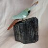 Green Aventurine Bird + Black Tourmaline Cluster Statement Piece | 250 GM | Premium