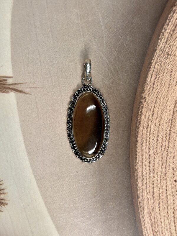 IMG_1763 Oval Smoky Quartz Pendant | German Silver