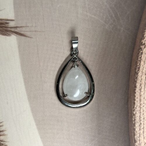 IMG_1768 Clear Quartz Dangling Pear Pendant | German Silver