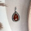 Carnelian Dangling Pear Pendant | German Silver