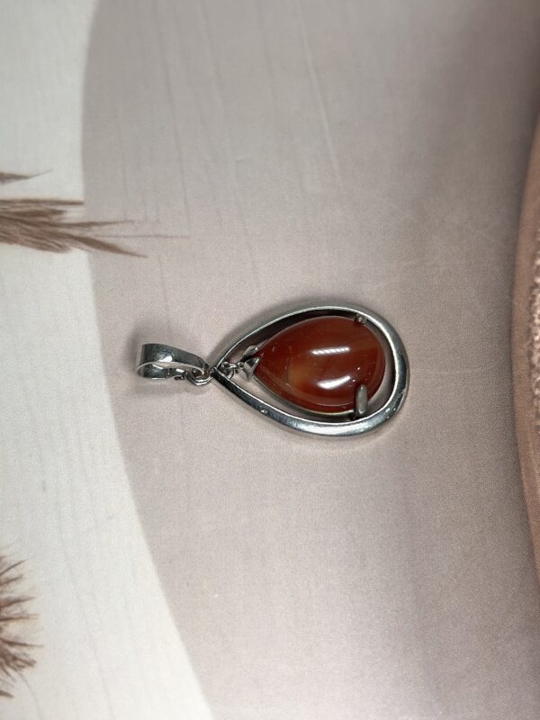 Carnelian Dangling Pear Pendant | German Silver