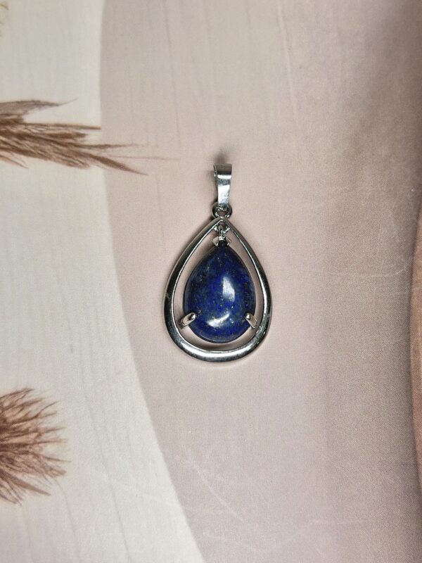 Lapis Lazuli Dangling Pear Pendant | German Silver